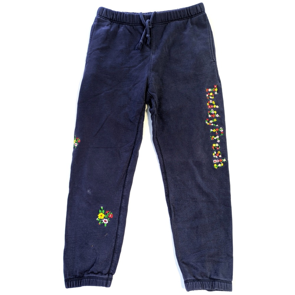 Teddy Fresh Navy Blue Floral Embroidered Sweatpants Joggers Small *read*